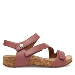 Sandały Josef Seibel. Czerwone sandały damskie Josef Seibel, bez wzorów, bez obcasa, na płaskiej podeszwie, bez zapięcia. Za 389.99 zł.