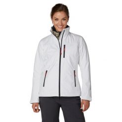 Kurtka damska Helly Hansen crew. Białe kurtki sportowe damskie Helly Hansen, xl, bez wzorów, bez kaptura, trekkingowe. W wyprzedaży za 511.70 zł.
