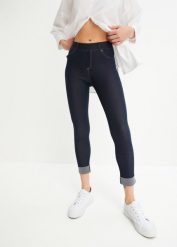Legginsy w optyce dżinsu z mieszanki bawełny. Niebieskie legginsy damskie bonprix, bez wzorów, z bawełny. Za 112.99 zł.
