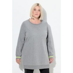 Damskie Długi sweter nadrukowany napis okrągły dekolt długi rękaw. Szare swetry damskie Ulla Popken, plus size, bez wzorów, z bawełny, casualowe, bez kołnierzyka, plus size, bez ramiączek, długie, bez kaptura. Za 279.99 zł.