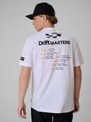 4F T-shirt loose z nadrukiem uniseks 4F | Drift Masters - biały XXL. Białe koszulki sportowe męskie 4f, m, bez wzorów, z bawełny, bez kołnierzyka, bez ramiączek. Za 119.99 zł.