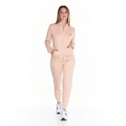 Bluza miękka z zamek błyskawiczny na co dzień. Brązowe bluzy sportowe damskie LEONE 1947 APPAREL, xs, bez wzorów, z dresówki, bez kaptura, na fitness i siłownię. W wyprzedaży za 246.29 zł.