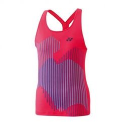 Koszulka sportowa damska Yonex Us Open 2024. Czerwone koszulki sportowe damskie YONEX, m, bez wzorów, z poliesteru, bez kołnierzyka, bez ramiączek. Za 388.00 zł.