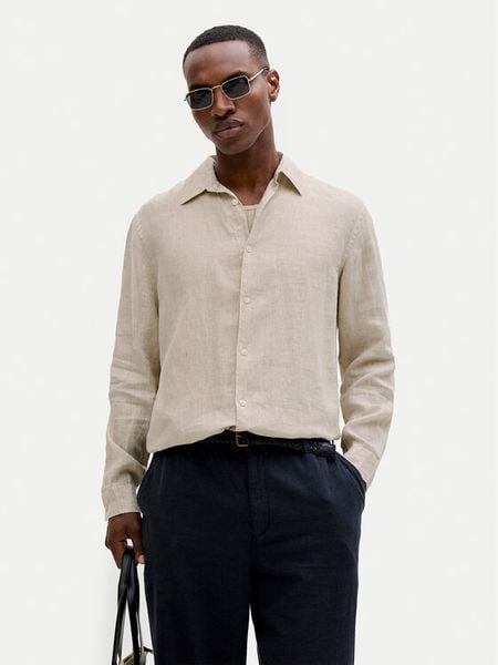 Jack & Jones Koszula Lawrence 12293563 Beżowy jasny Regular Fit. Brązowe koszule męskie Jack & Jones, m, bez wzorów, ze lnu, bez kołnierzyka, bez ramiączek. Za 211.99 zł.