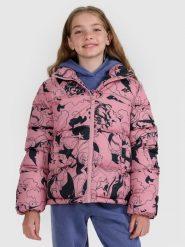 4F Kurtka puchowa z wypełnieniem syntetycznym dziewczęca - różowa 128 (7-8 lat). Czerwone kurtki i płaszcze dla dziewczynek 4f, na zimę, bez wzorów, z materiału, bez kaptura. W wyprzedaży za 169.99 zł.