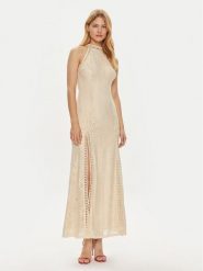 Guess Sukienka wieczorowa W2YK96 K3I20 Beżowy Regular Fit. Brązowe sukienki damskie Guess, xxl, z aplikacjami, z syntetyku, wizytowe, bez kołnierzyka, bez ramiączek. Za 399.99 zł.