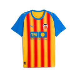 Trykot trzeci Valence CF 2025/26. Żółte koszulki sportowe męskie Puma, bez wzorów, bez kołnierzyka, bez ramiączek, do piłki nożnej. Za 424.46 zł.