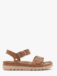 Brązowe sandały damskie MARTHA. Brązowe sandały damskie Ryłko, bez wzorów, z materiału, bez obcasa, na platformie, bez zapięcia. Za 399.99 zł.