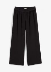 Spodnie culotte z miękkiej mieszanki wiskozy. Czarne spodnie materiałowe damskie bonprix, bez wzorów, z tkaniny. Za 74.99 zł.