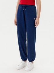 Guess Jeans Spodnie dresowe W5YB65 KCXQ1 Granatowy Regular Fit. Niebieskie jeansy damskie Guess Jeans, xs, z aplikacjami, z bawełny. Za 269.99 zł.