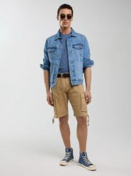 Szorty męskie z kieszeniami cargo beżowe Cargori 801. Brązowe szorty męskie Big Star, m, bez wzorów, z bawełny, eleganckie. W wyprzedaży za 99.99 zł.