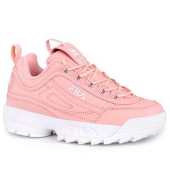 Buty sportowe damskie Fila DISRUPTOR LOW WMN. Brązowe obuwie sportowe damskie Fila, bez wzorów, z materiału, trekkingowe. W wyprzedaży za 209.00 zł.