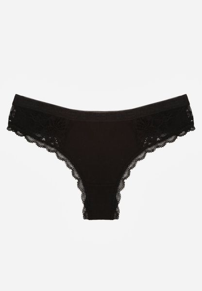 Czarne Majtki Stringi Ozdobione Koronką z Bawełną Meniliphis. Czarne stringi damskie Renee, l, bez wzorów, z bawełny. Za 6.99 zł.