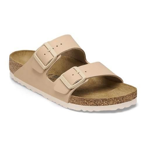 Klapki damskie Birkenstock 1027723. Brązowe klapki damskie Birkenstock, bez wzorów, z materiału, bez obcasa. Za 361.70 zł.