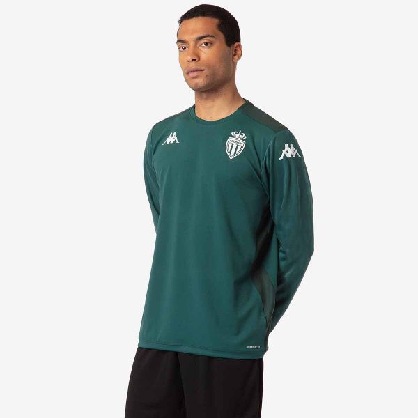 Bluza AS Monaco Aldren Pro 8 2024/25. Zielone bluzy męskie Kappa, bez wzorów, bez kaptura, do piłki nożnej. W wyprzedaży za 214.70 zł.