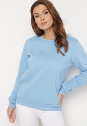 Niebieska Bluza Disphiffo. Niebieskie bluzy damskie Born2be, l, bez wzorów, z polaru, bez kaptura. Za 39.99 zł.