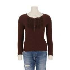 Second life - Damska brązowa koszulka z długim rękawem - Jak nowy. Brązowe t-shirty damskie Ralph Lauren, bez wzorów, bez kołnierzyka. Za 127.76 zł.