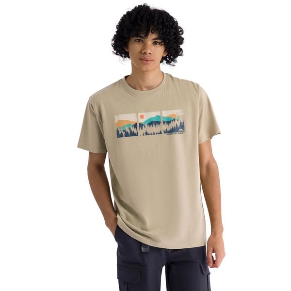 T-shirt Męski Benny. Brązowe t-shirty męskie Trespass, l, bez wzorów, z bawełny, bez kołnierzyka. Za 81.99 zł.