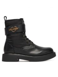 LOVE MOSCHINO Trzewiki JA24024G1NIN100A41 Czarny. Czarne botki damskie Love Moschino, ze skóry, bez obcasa, na płaskiej podeszwie, bez zapięcia. Za 1,019.00 zł.