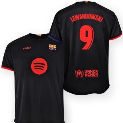 Koszulka kibica FC Barcelona 24-25 Premium Second Number - Lewandowski 9. Czarne koszulki sportowe męskie FC Barcelona, l, bez wzorów, bez kołnierzyka, bez ramiączek, do piłki nożnej. W wyprzedaży za 274.30 zł.