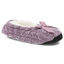 Fioletowe Ciepłe Bambosze Damskie Moraj. Fioletowe kapcie damskie Moraj, bez wzorów, z dzianiny. Za 25.99 zł.