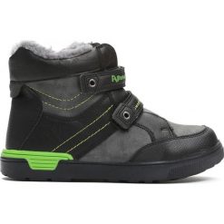 Czarno-Szare Traperki Autumn Years. Czarne buty zimowe chłopięce Born2be, z materiału. Za 69.99 zł.