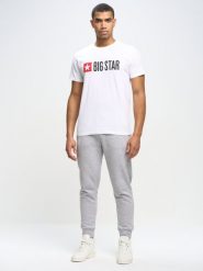 Koszulka męska z logo BIG STAR biała Quado 101. Białe t-shirty męskie Big Star, na wiosnę, l, bez wzorów, z denimu, casualowe, bez kołnierzyka. W wyprzedaży za 99.99 zł.