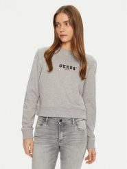 Guess Jeans Bluza W5RQ28 K68I4 Szary Regular Fit. Szare bluzy damskie Guess Jeans, xs, z aplikacjami, z bawełny, bez kaptura. Za 169.99 zł.