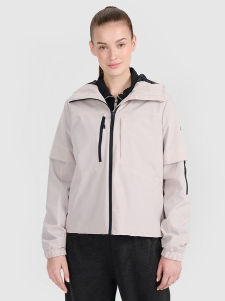 4F Kurtka przejściowa z membraną 5000 damska - beżowa L. Brązowe kurtki damskie 4f, l, bez wzorów, z dzianiny, z kapturem. W wyprzedaży za 249.99 zł.