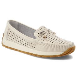 Półbuty damskie Artiker, cholewka ze skóry naturalnej pleciona struktura wsuwany fason, beżowe, 56C1852. Brązowe półbuty damskie Artiker, w ażurowe wzory, ze skóry, eleganckie, bez obcasa, bez zapięcia. Za 199.00 zł.