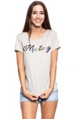MUSTANG T SHIRT DAMSKI Alina C Print 1009824 4025. Brązowe t-shirty damskie Mustang, s, bez wzorów, bez kołnierzyka. W wyprzedaży za 39.99 zł.