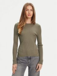 Guess Sweter W5YR08 Z0040 Zielony Regular Fit. Zielone swetry damskie Guess, m, z aplikacjami, z syntetyku, bez kołnierzyka, bez ramiączek, bez kaptura. Za 279.99 zł.