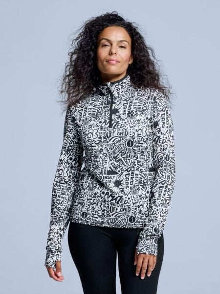 Bluza narciarska - Damska - Cabin Life - Biały/czarny. Białe bluzy damskie POEDERBAAS, xs, bez wzorów, z elastanu, bez kaptura. Za 212.44 zł.
