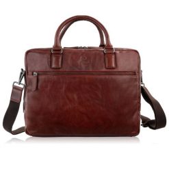 Skórzana torba męska na laptopa brązowa torba biznesowa Paolo Peruzzi SL-13-BR. Brązowe torby na laptopa męskie bez wzorów, z materiału. Za 459.00 zł.