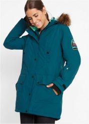 Długa kurtka outdoorowa funkcjonalna z kapturem, nieprzemakalna. Niebieskie kurtki damskie bonprix, s, bez wzorów, z kapturem. Za 299.99 zł.