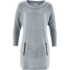 Sweter strukturalny, rękawy 3/4, z kolekcji Maite Kelly bonprix srebrnoszary. Swetry damskie marki bonprix. Za 89.99 zł.