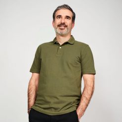Koszulka polo do golfa z krótkim rękawem męska Inesis MW500. Zielone buty sportowe męskie INESIS, z bawełny, bez zapięcia, na golfa. Za 59.99 zł.