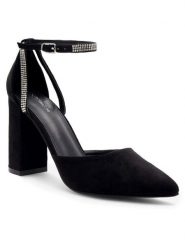 DeeZee Czółenka LISA KL-HT4587-21 Czarny. Czarne czółenka damskie DeeZee, bez wzorów, z materiału, bez obcasa, bez zapięcia. Za 129.99 zł.