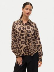 Vero Moda Koszula Merle 10316597 Brązowy Loose Fit. Brązowe bluzki damskie Vero Moda, l, bez wzorów, z syntetyku, bez kołnierzyka, bez ramiączek. Za 79.99 zł.