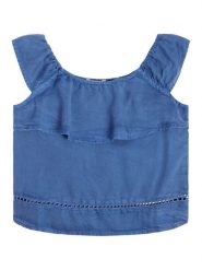 Guess Bluzka J3GH01 WE8R0 Niebieski Regular Fit. Niebieskie bluzki dla dziewczynek Guess, z aplikacjami, z lyocellu, bez ramiączek. Za 169.99 zł.