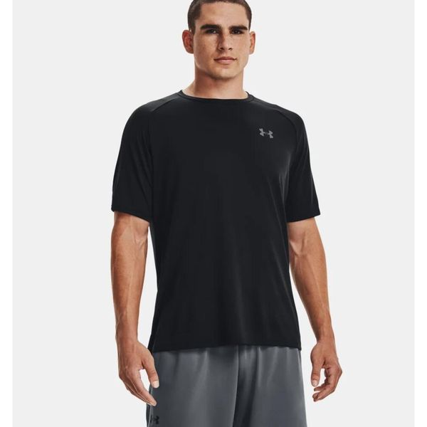 Koszulka fitness męska Under Armour UA Tech 2.0 SS Tee. Czarne koszulki sportowe męskie Under Armour, m, bez wzorów, bez kołnierzyka, bez ramiączek, do biegania. Za 91.10 zł.