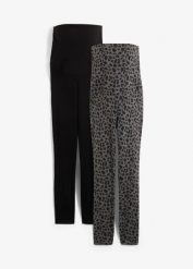 Legginsy ciążowe z bawełny organicznej (2 pary). Czarne legginsy damskie bonprix, bez wzorów, z bawełny. Za 147.99 zł.
