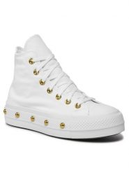 Converse Trampki Chuck Taylor All Star Lift Platform Star Studded A06787C Biały. Białe obuwie sportowe damskie Converse, bez wzorów, z materiału, retro, bez zapięcia. Za 309.99 zł.