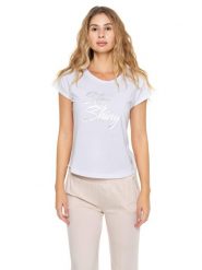 Elegancki damski T-shirt z krótkim rękawem. Czarne t-shirty damskie LEONE 1947 APPAREL, l, bez wzorów, eleganckie, bez kołnierzyka. Za 206.29 zł.