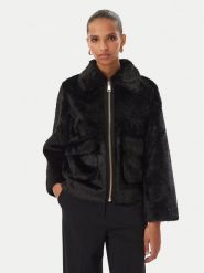 Rinascimento Futro CFC0127150003 Czarny Regular Fit. Czarne płaszcze damskie Rinascimento, m, bez wzorów, z futra, bez kaptura. Za 844.99 zł.