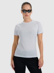 4F Koszulka trekkingowa z wełną merino damska - niebieska M. Niebieskie t-shirty damskie 4f, m, bez wzorów, z wełny, bez kołnierzyka. W wyprzedaży za 169.99 zł.