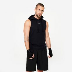 Koszulka bez rękawów bokserska. Czarne koszulki sportowe męskie OUTSHOCK, l, bez wzorów, bez kołnierzyka, bez ramiączek, na fitness i siłownię. Za 89.99 zł.