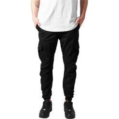 Spodnie Urban Classics cargo typuSpodnie dresowe. Czarne spodnie sportowe męskie Urban Classics, s, bez wzorów, z bawełny, do biegania. Za 200.00 zł.