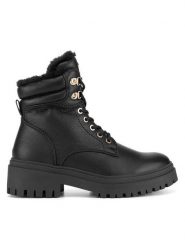 MEXX Trzewiki MI001713143W Czarny. Czarne botki damskie Mexx, z materiału, bez obcasa, na płaskiej podeszwie, bez zapięcia. Za 349.99 zł.
