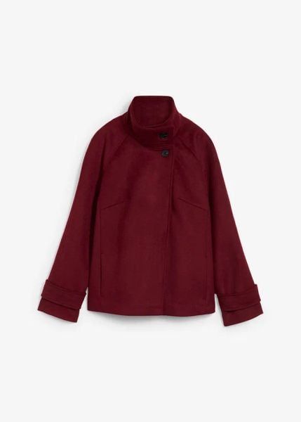 Kurtka z miękką wełną. Brązowe kurtki damskie bonprix, bez wzorów, z wełny, bez kaptura. Za 369.99 zł.
